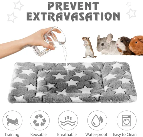 Vista 3 de Haull - Juego de ropa de cama impermeable de conejillo de indias, suave para perro y gato, tapete de felpa para jaula de animales pequeños, conejo