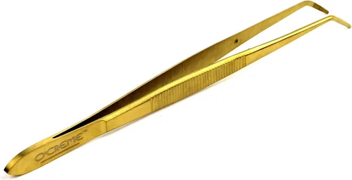 Vista 9 de O'Creme - Pinzas de cocina de acero inoxidable con punta fina Precision plating tongs in purple, 6.25 inches long — ideal for garnishing, plating