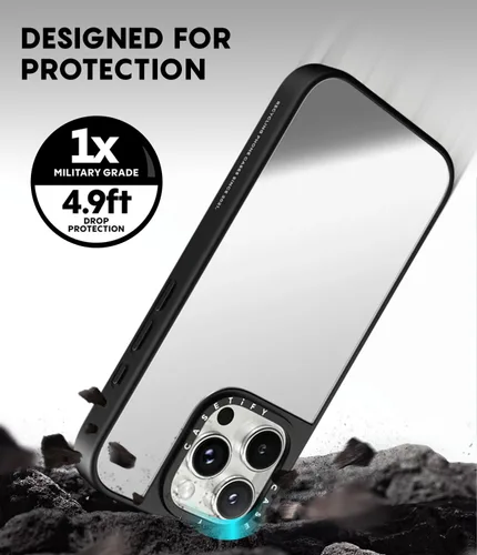 Vista 4 de CASETiFY Mirror - Funda para iPhone 15 Pro Max [reflectante, protección contra caídas de 4.9 pies/compatible con Magsafe] - Lindas impresiones