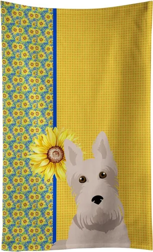 Vista 92 de Caroline's Treasures WDK5313KTWL - Toalla de cocina con diseño de girasoles de verano, color negro y tostado, Airedale Terrier, toalla de mano