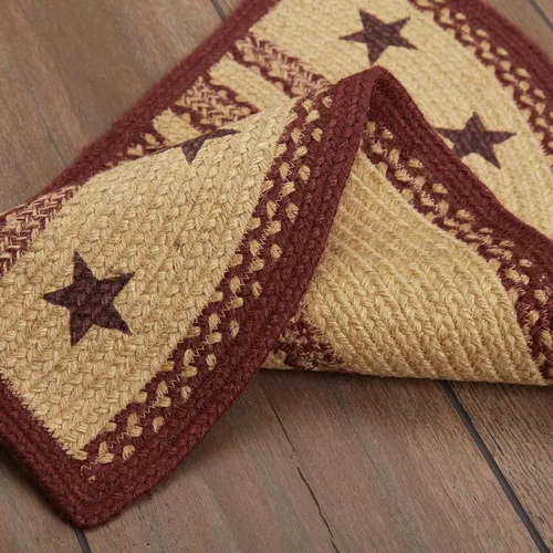 Vista 6 de VHC Brands Alfombra de yute marrón burdeos con diseño de estrellas y almohadilla de 16.5 x 33 pulgadas