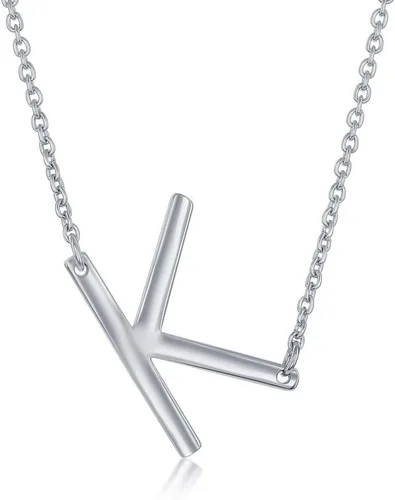 Vista 22 de Dainty Sideways Initial Necklace for Women – Sterling Silver or 14K Gold Plated 20mm Alphabet Letter Pendant