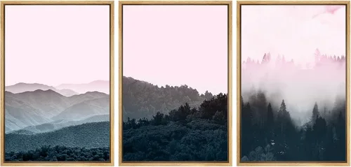 Vista 141 de SIGNWIN Lienzo enmarcado para pared, juego de arte tranquilo con reflejo de lago, acuarela, montaña y agua, ilustraciones modernas, arte abstracto