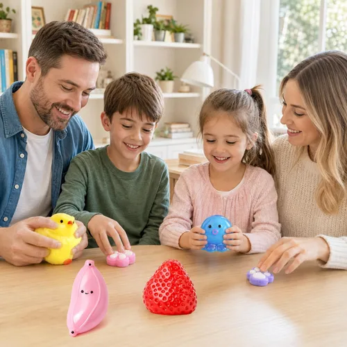Vista 2 de Paquete de 6 juguetes para la ansiedad Taba, juguetes esponjosos para Squishy Toy-6p-rojo