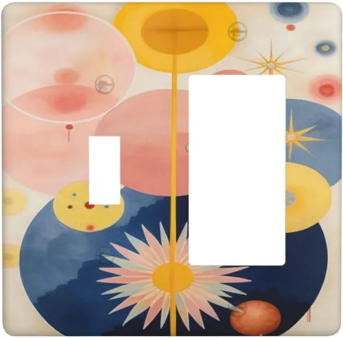Vista 143 de Cubiertas de Interruptor de Luz Artísticas Decorativas Boho Figura Abstracta Interruptor de Pared Único Placa de Interruptor Decorativo Placa