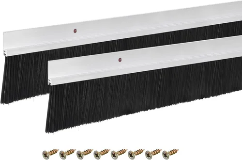 Vista 28 de uxcell 2 piezas barredor de cepillo inferior para puerta forma H base de aleación de aluminio con cepillo de nailon de 0.4 pulgadas para hogar