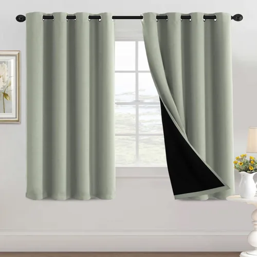 Vista 46 de H.VERSAILTEX Cortinas 100% de opacidad con aislamiento térmico, cortinas opacas completas para sala de estar, cortinas de ventana de eficiencia