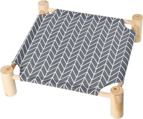 Vista 7 de Patas Lague Hamaca para gatos y perros, cama para perros pequeños, de madera, para gatos, mascotas, conejos, refrigeración, elevada