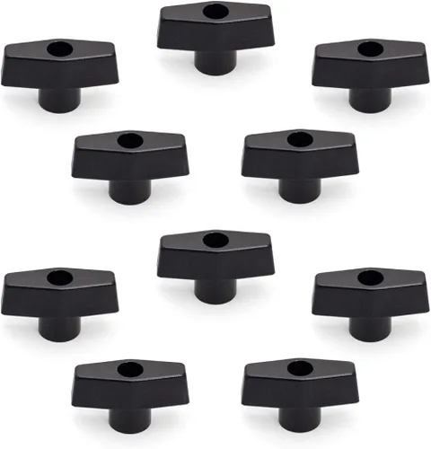 Vista 9 de POWERTEC Paquete de 10 Perillas Redondas de 1/4"-20, Perillas de Sujeción Roscadas para Riel en T y Accesorios de Sierra de Mesa, Tablero Guía