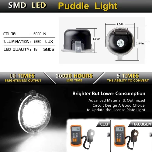 Vista 3 de Conjunto de Lámpara LED para Espejo Lateral Compatible con Tundra Sequoia Blanco 2007-2019