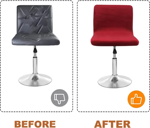Vista 3 de Fundas para asiento de bar de terciopelo, fundas cuadradas para taburete de bar, fundas para silla de altura de mostrador (2, burdeos)