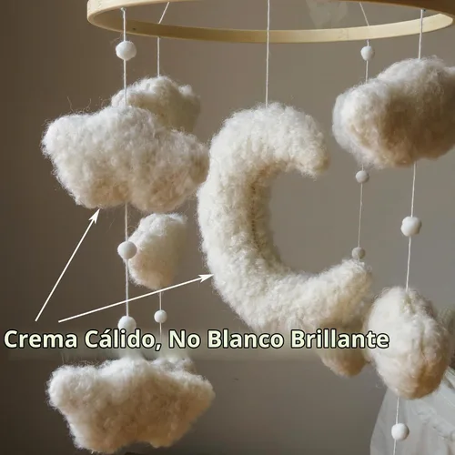 Vista 5 de Boucle Cloud Moon - Cuna móvil boho para cuna para cuna neutral para guardería móvil para niños y niñas blanco (White 10)