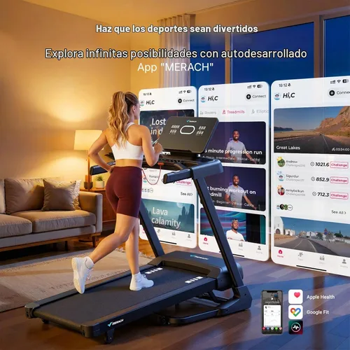Vista 6 de MERACH Cinta de correr con inclinación automática del 15/18%, cinta de correr de 55"/47"x18"/19" de ancho, 0.5-8.7MPH/10MPH 3.5HP Cinta de correr