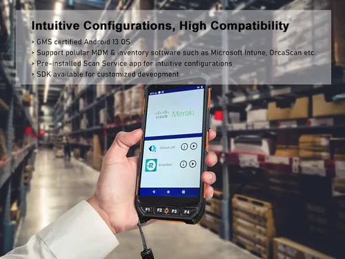 Vista 5 de Android 13 Escáner de Código de Barras Portátil para Computadora Móvil, PDA con Pantalla Táctil de 5.5 Pulgadas con Motor de Escaneo de Código