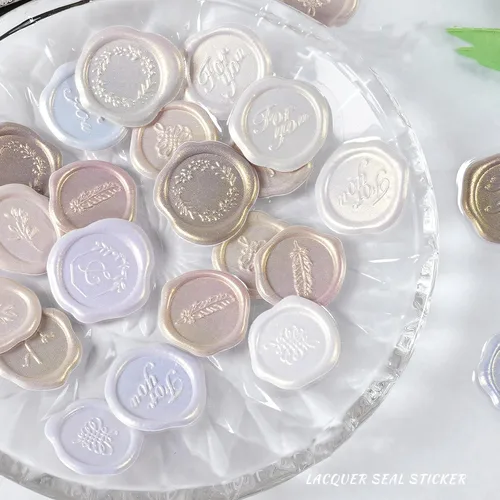 Vista 3 de Calcomanías de sello de cera para invitación de boda, sobres de recortes, sellos, calcomanías de cera autoadhesivas para despedida de soltera Dorado