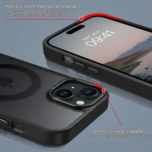 Vista 7 de BENTOBEN Compatible con iPhone 15 Plus, Funda de teléfono magnética translúcida mate delgada a prueba de golpes [Compatible con MagSafe] Funda