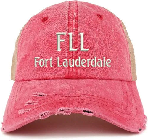 Vista 11 de Trendy Apparel Shop FLL Fort Lauderdale - Gorra de malla bordada con diseño de camionero deshilachado Marrón