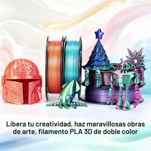 Vista 6 de Yousu Seda de Doble Color Filamento PLA para 3D Impresora Filamento Coextrusión PLA Multicolor Filamento PLA 1.75mm (± 0.03 mm) Compatible
