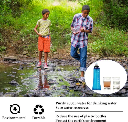 Vista 3 de Colocador de agua portátil de 1.0L, filtro de agua al aire libre para mochileros, filtro de agua plegable para senderismo, filtro de agua, mochila