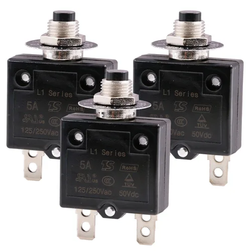 Vista 2 de Interruptor de circuito de botón de reinicio manual, interruptor de sobrecarga térmica de 12V-24V CC para lancha, RV, automóvil, camión 5A