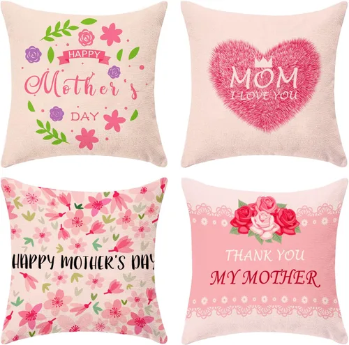 Vista 7 de Jbralid Juego de 4 fundas de almohada de Pascua con dibujos animados, huevos de conejo de Pascua, fundas decorativas de algodón para sala de estar