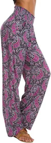Vista 5 de Urban CoCo - Pantalones de estilo Palazzo y bohemios para mujer, pantalones de pierna ancha