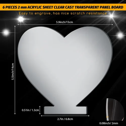 Vista 2 de 6 piezas de lámina acrílica transparente de 2 mm de espesor con película LED para base de luz LED, pantalla transparente con película protectora
