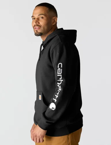 Vista 2 de Carhartt Sudadera con Gráfico de Logo en Manga de Peso Medio y Ajuste Holgado para Hombre Negro