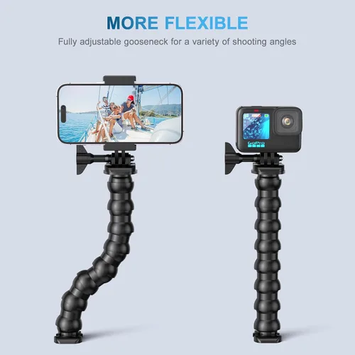 Vista 2 de Soporte de Teléfono con Cuello de Ganso, Abrazadera con Clip de Montaje, Soporte de Teléfono Celular para Escritorio, Poste, Mesa Compatible