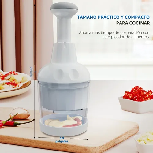 Vista 6 de Picador de alimentos, picador de verduras de mano para verduras, cebolla, ajo, nueces, cortador de verduras de mano, apto para lavavajillas, hoja