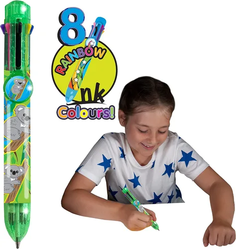 Vista 6 de Bolígrafo mariposa de Deluxebase. Bolígrafo retráctil multicolor 8 en 1 con diseño de animales lindos. Bolígrafo de escritura de tinta suave