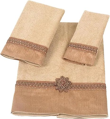 Vista 4 de Avanti Linens Medallón - Colección de puños trenzados suaves, toalla de mano, granito