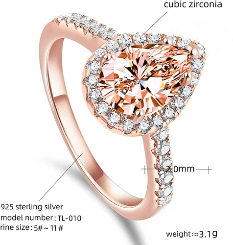 Vista 7 de Anillos para mujer, conjunto de diamantes cuadrados de moda, joyería de compromiso de lujo para mujer, regalos para mujer
