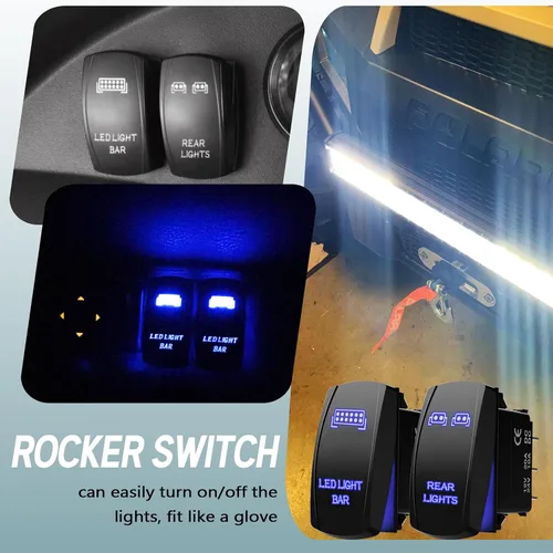 Vista 4 de Xislet Barra de Luces LED e Interruptores Basculantes de Luz Trasera de 5 Pines Láser de Encendido/Apagado con Set de Cables Puente Compatible