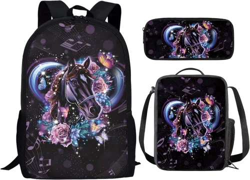 Vista 80 de HUGS IDEA Juego de 3 bolsas escolares con aislamiento térmico para el almuerzo, estuche para lápices