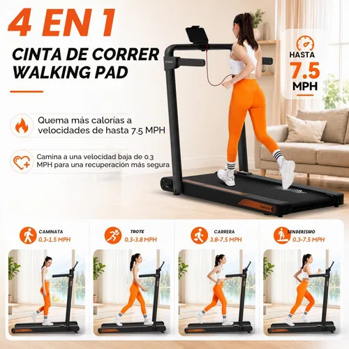 Vista 6 de Walking Pad with Vibration Plate and Handle Bar,Foldable Treadmill