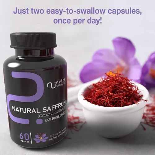 Vista 6 de Suplementos de azafrán de 177 mg, extracto de azafrán puro, fabricado en Estados Unidos, apoyo natural del estado de ánimo y energía, apoyo ocular