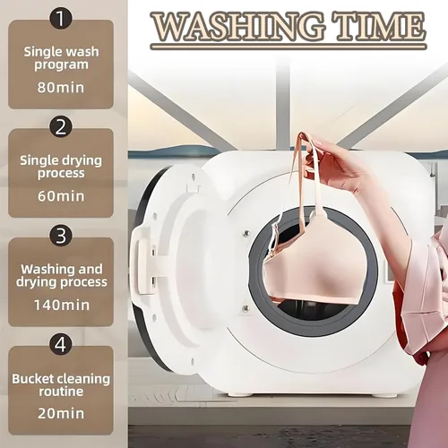Vista 5 de Portable Clothes Washing Machines,Underwear Washing Machine, Fully Automatic Front Drum Washing Machine Washing Capacity 0.3kg for Dormitory Travel