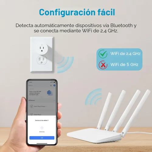 Vista 6 de EIGHTREE Enchufe inteligente, salida WiFi funciona con Alexa y Google Home, enchufe inteligente para el hogar con control remoto y función
