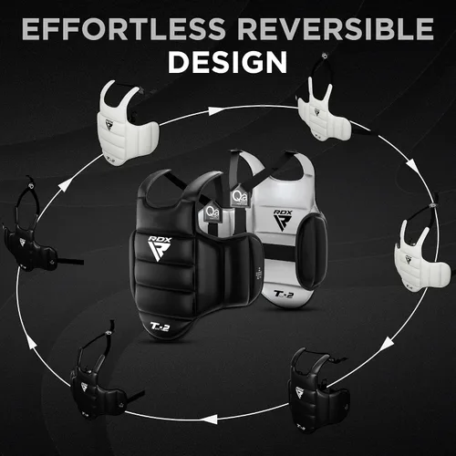 Vista 7 de RDX - Protector corporal reversible para boxeo, protector de pecho para kickboxing, MMA, Muay Thai, para entrenamiento de combate y golpes pesados
