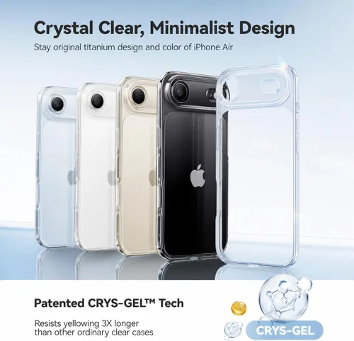 Vista 6 de CASEKOO Funda para iPhone 17 Air Cristal Transparente, TPU Virgen y Anti-Amarillo Patentado, Protección contra Caídas de Grado Militar de 15 Pies