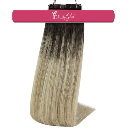 Vista 42 de YoungSee Extensiones de Cabello Humano con Cinta Balayage Extensiones de Cabello con Cinta Marrón Oscuro Extensiones de Cabello con Cinta Ombre