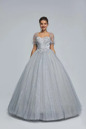 Vista 5 de Engerla Vestido largo de quinceañera de tul con cuentas para mujer