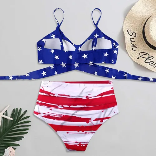 Vista 7 de Shorts Bathing Suit Women Pieces Neck Women Flower Swimwear Two V Swimsuit Beachwear Bikini Print 1x Swimsuit for