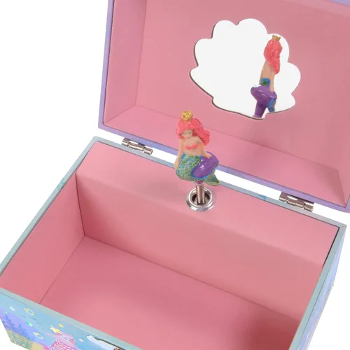 Vista 6 de Jewelkeeper Joyero musical de sirena arcoíris para niña, paquete de diseño de lámina dorada con caja de almacenamiento de joyería musical para niña
