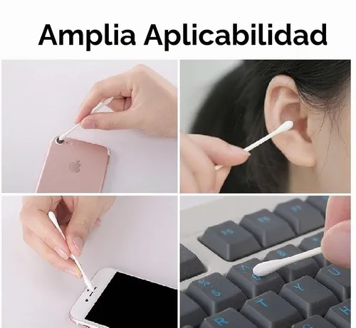Vista 7 de Hisopos de algodón, Q Tips, 100 capullos de algodón natural, puntas de algodón de doble punta envueltas individualmente para orejas, cuidado