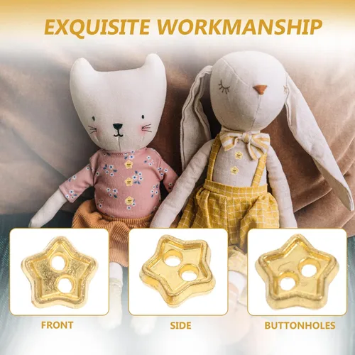 Vista 7 de 100 mini botones de estrella para manualidades, manualidades, muñecos de felpa rellenos, proyectos de álbumes de recortes, dorado, 100