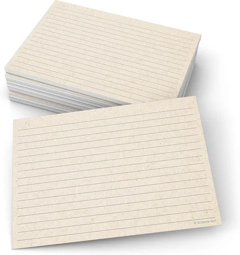 Vista 6 de 321Done Tarjetas de índice rústicas a rayas, fabricadas en Estados Unidos, pequeñas de 3 x 5 (juego de 50), color marrón kraft, tarjetas de notas