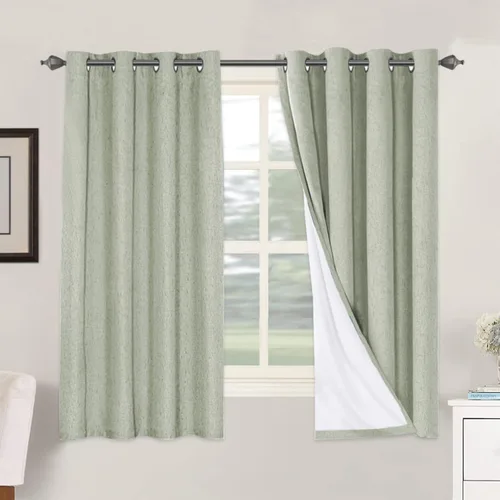 Vista 246 de H.VERSAILTEX Cortinas 100% opacas con aislamiento térmico, texturizadas, de lino, con bloqueo completo de calor y luz, para sala de estar y Negro