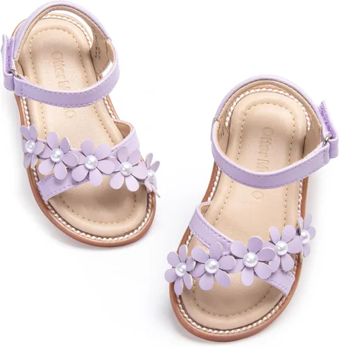 Vista 69 de Sandalias de verano para niñas con puntera abierta, sandalias planas de princesa con suela cómoda D742 Oro